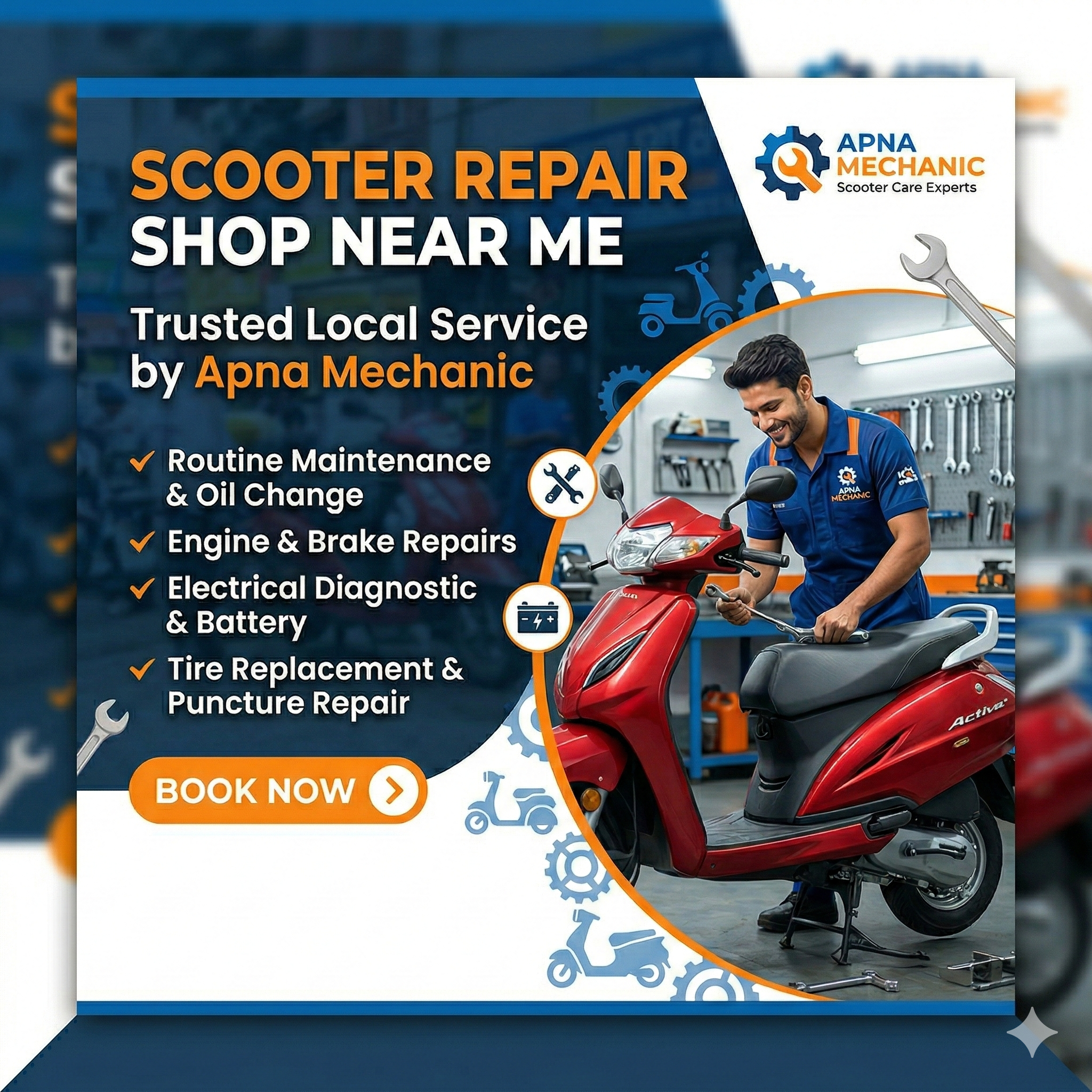 Scooter Repair Shop Near Me – Trusted Local Service by Apna Mechanic