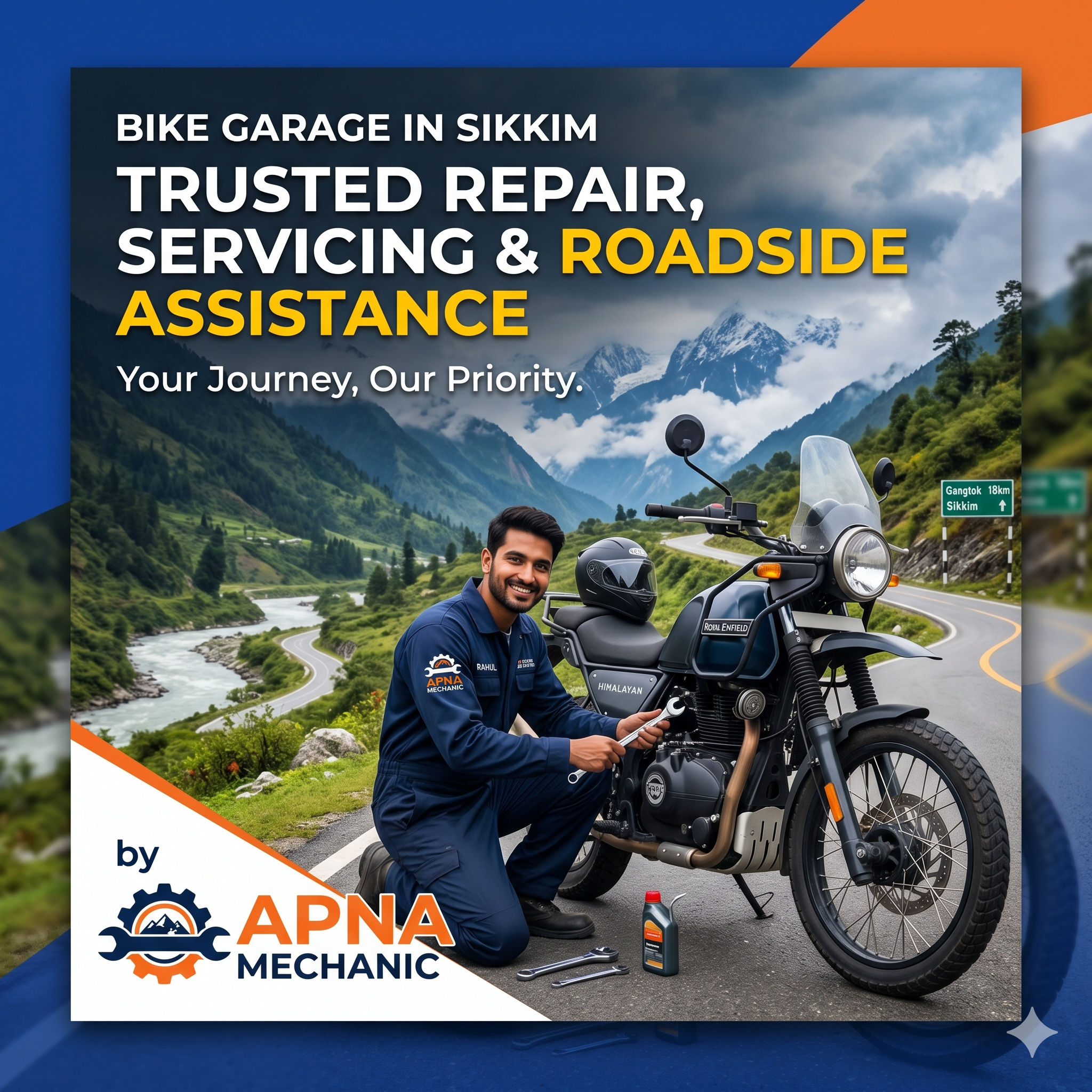Bike Garage in Sikkim – Trusted Bike Repair, Servicing & Roadside Assistance by Apna Mechanic