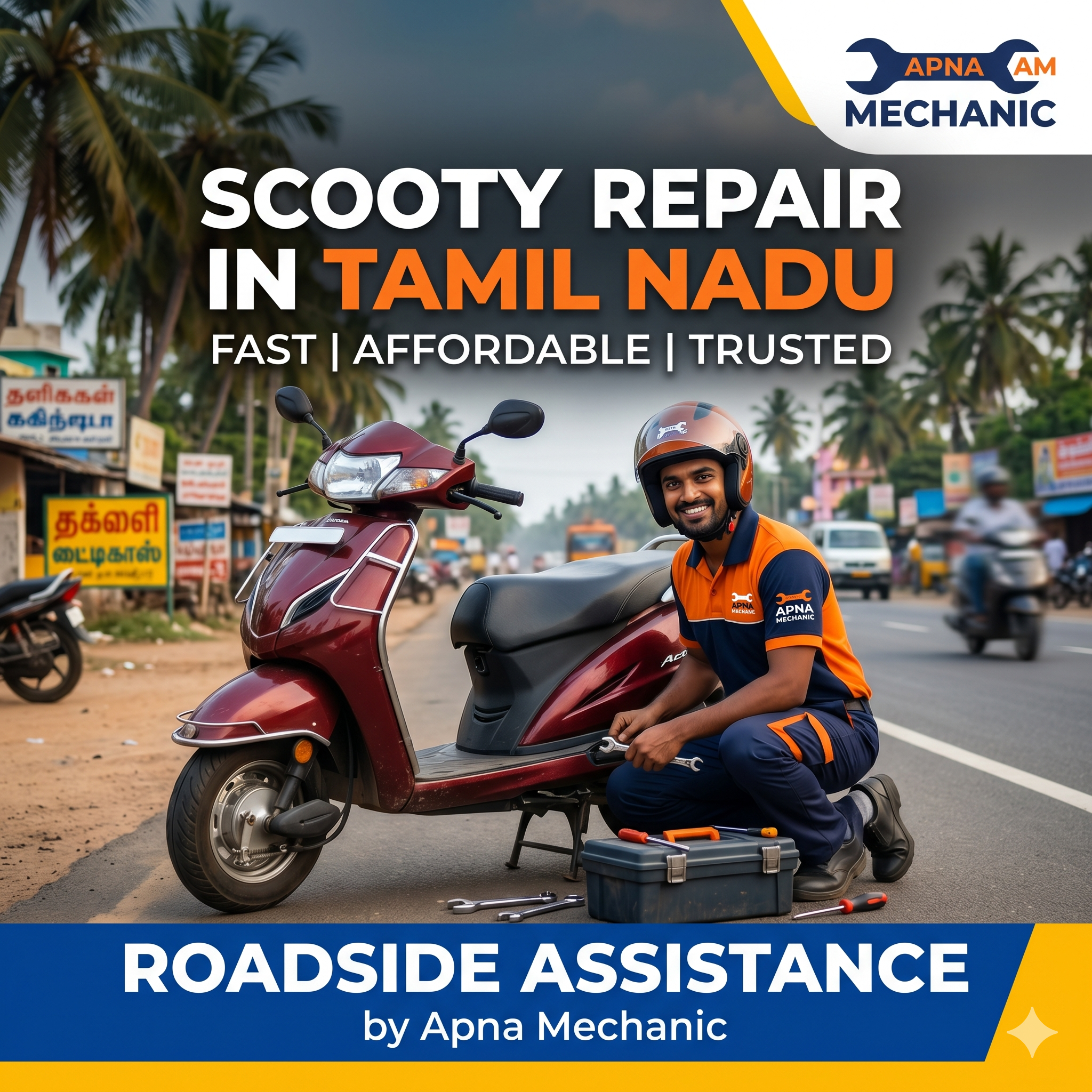 Scooty Repair in Tamil Nadu – Fast, Affordable & Trusted Roadside Assistance by Apna Mechanic