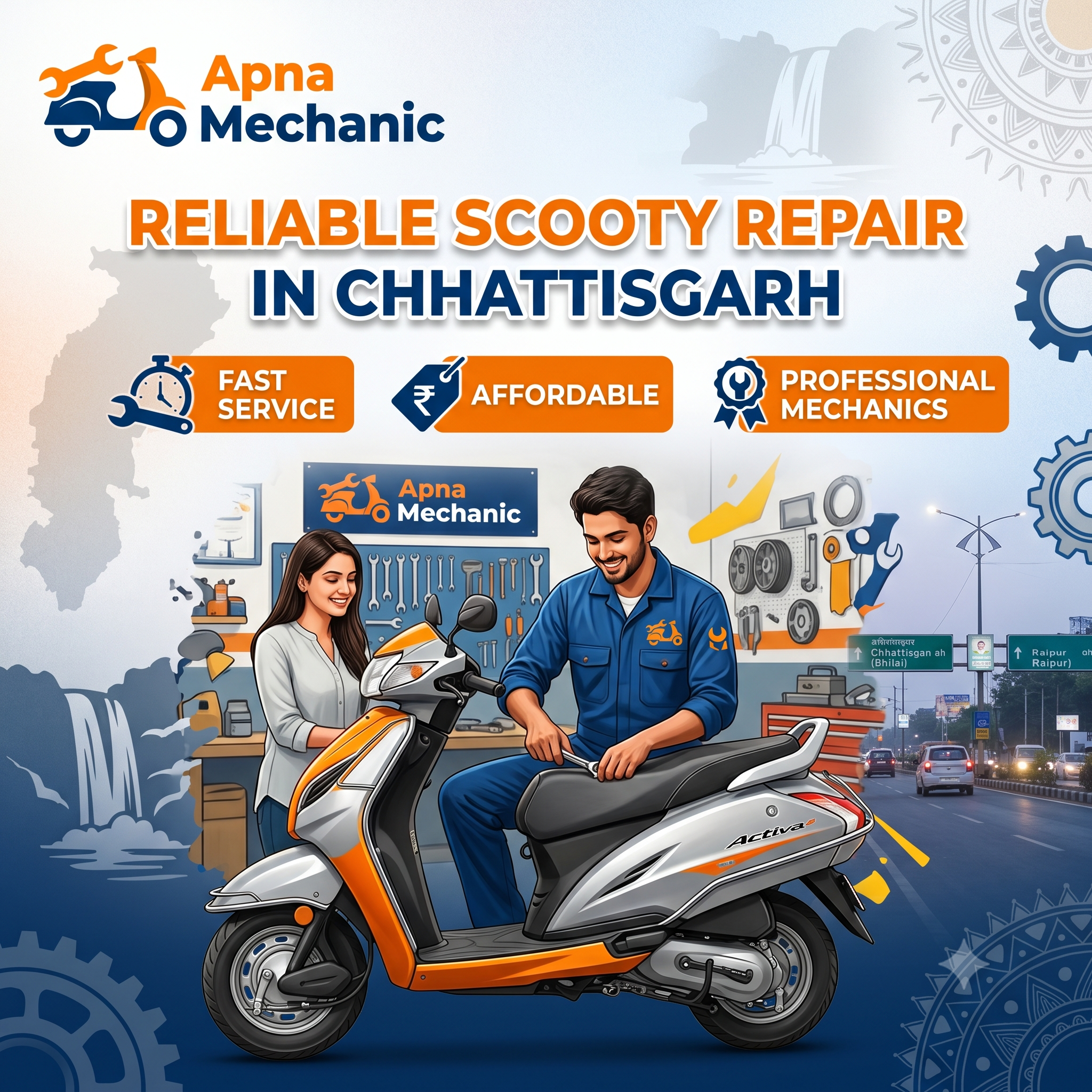 Reliable Scooty Repair in Chhattisgarh – Fast, Affordable & Professional Service by Apna Mechanic