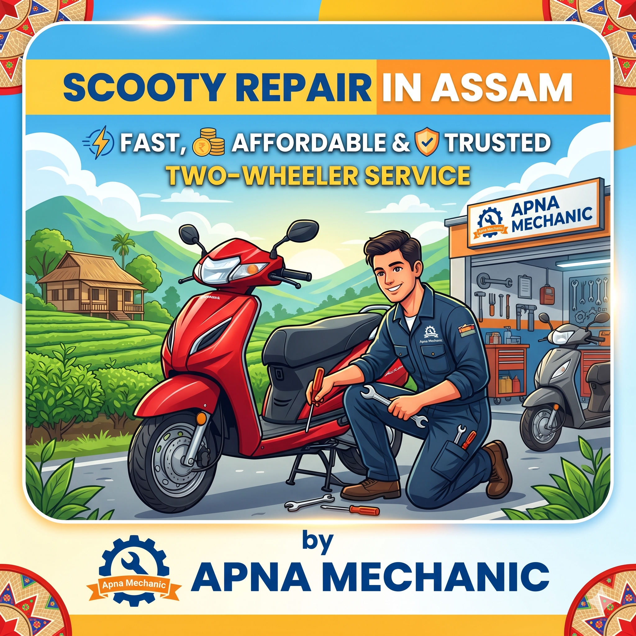 Scooty Repair in Assam – Fast, Reliable & Affordable Two-Wheeler Service by Apna Mechanic