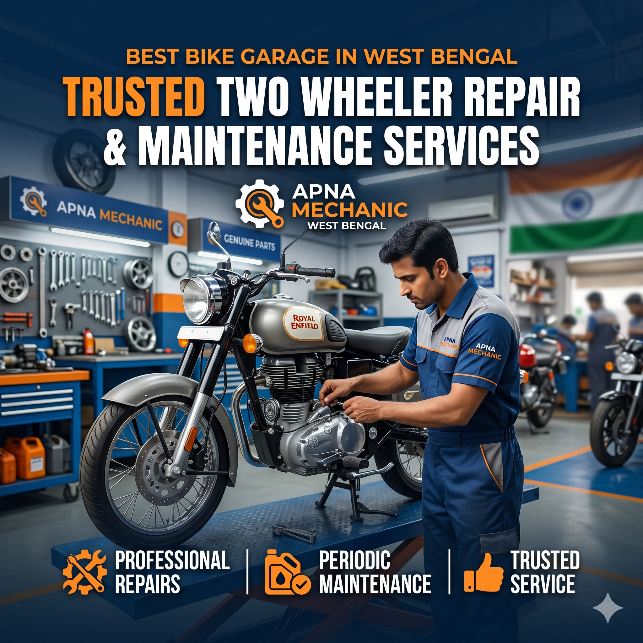 Best Bike Garage in West Bengal – Trusted Two Wheeler Repair & Maintenance Services by Apna Mechanic