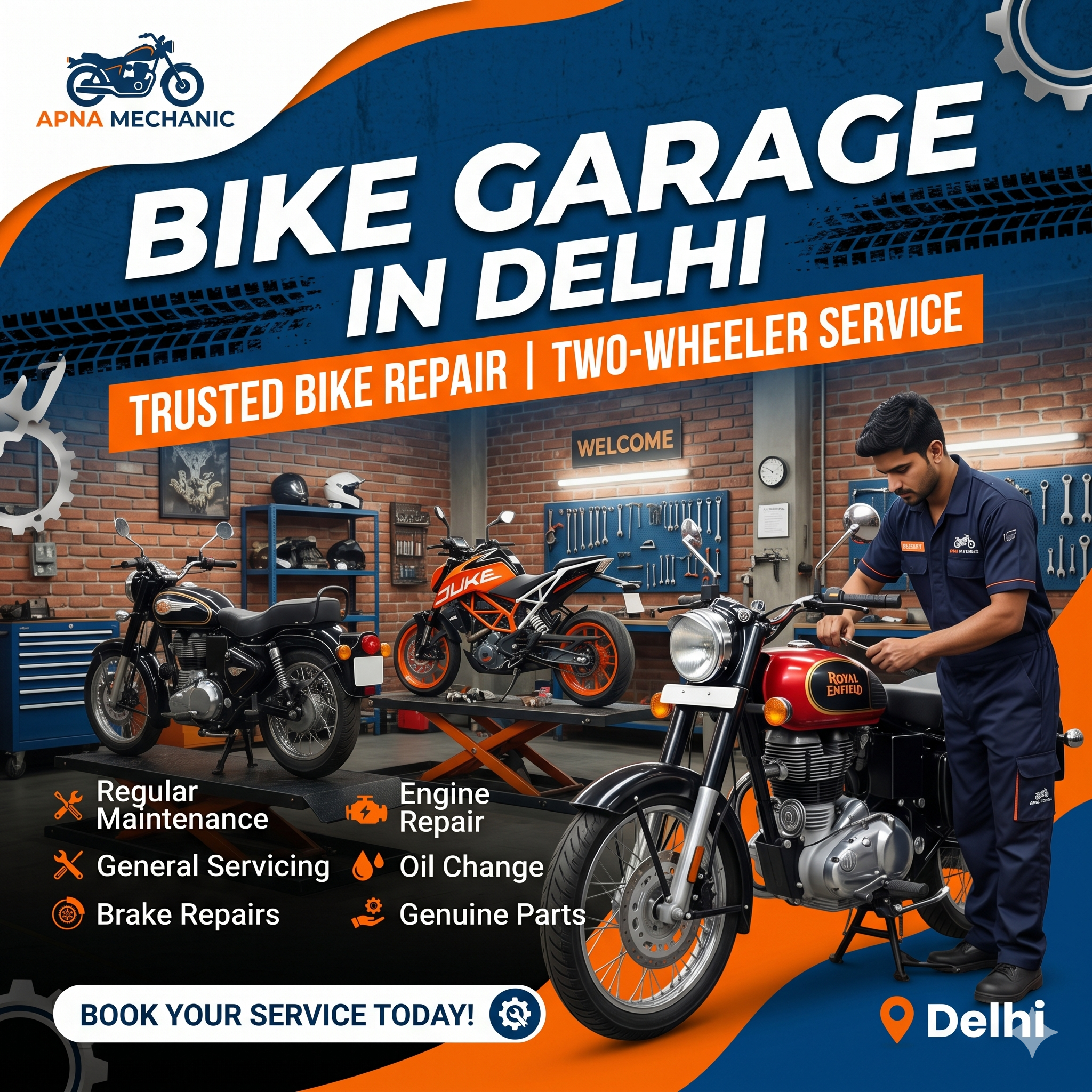 Bike Garage in Delhi – Trusted Bike Repair and Two-Wheeler Service by Apna Mechanic