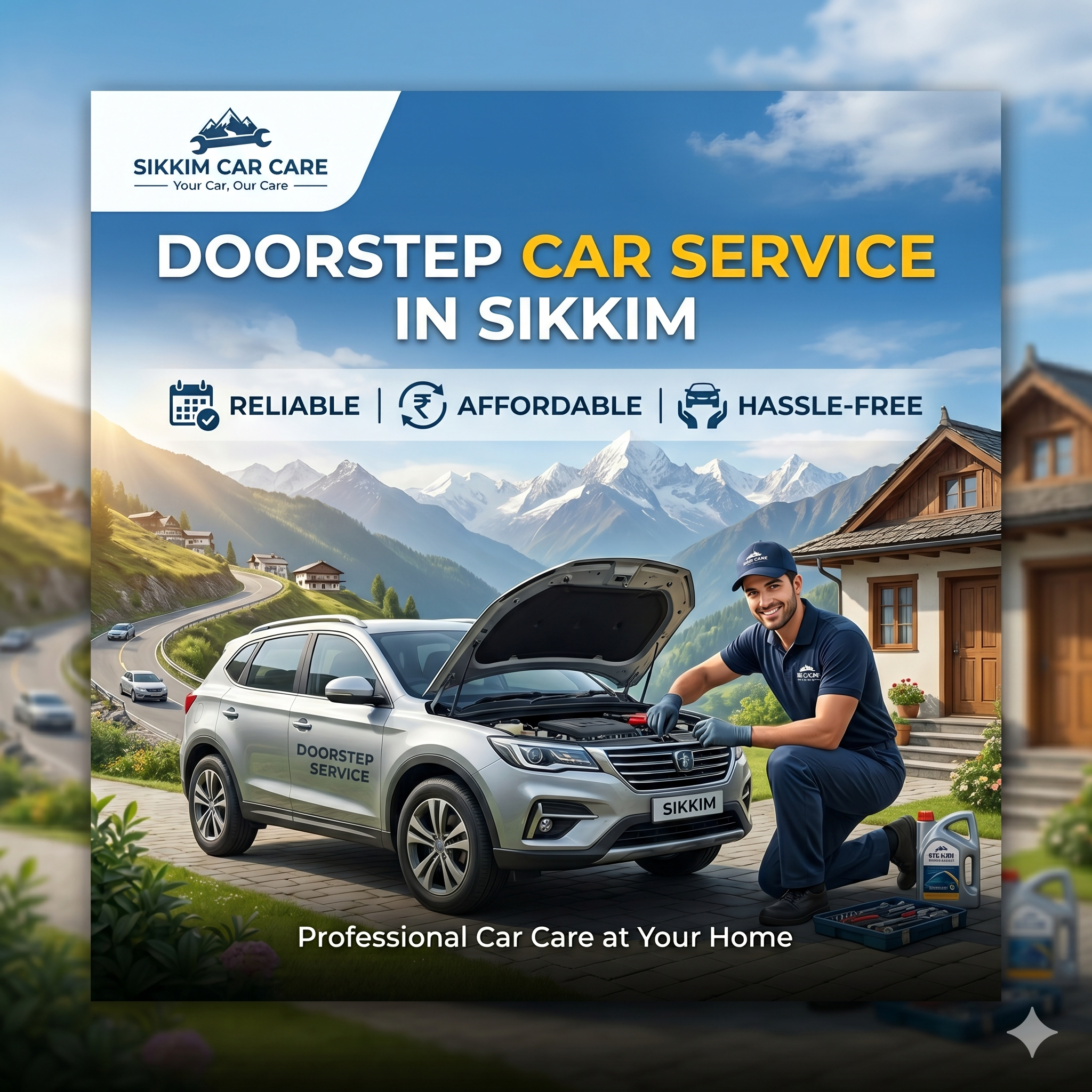Doorstep Car Service in Sikkim – Reliable, Affordable & Hassle-Free Car Care at Home