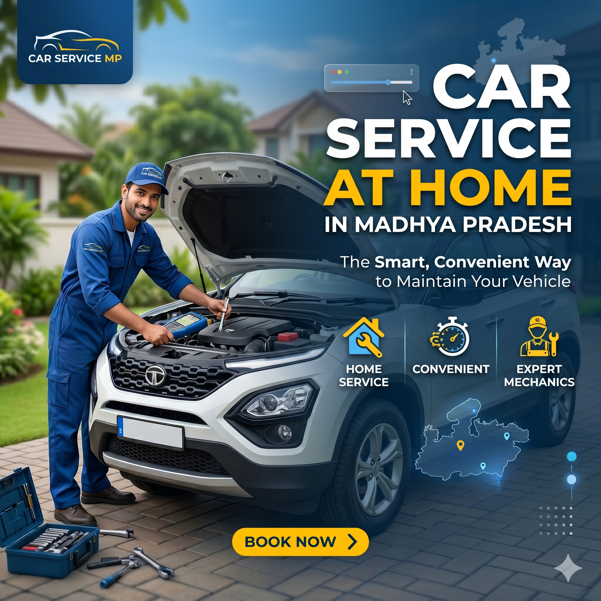 Car Service at Home in Madhya Pradesh: The Smart, Convenient Way to Maintain Your Vehicle