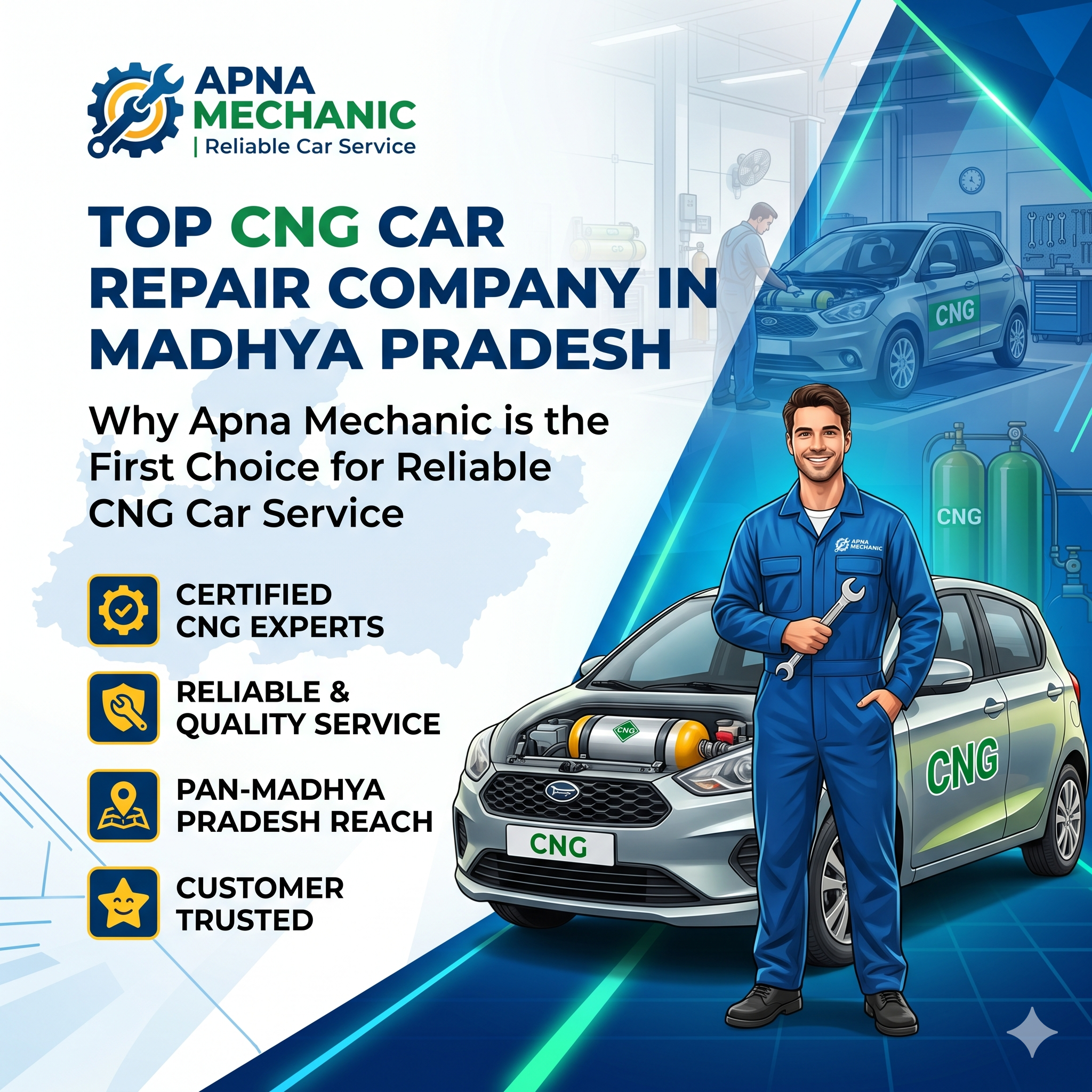 Top CNG Car Repair Company in Madhya Pradesh – Why Apna Mechanic is the First Choice for Reliable CNG Car Service