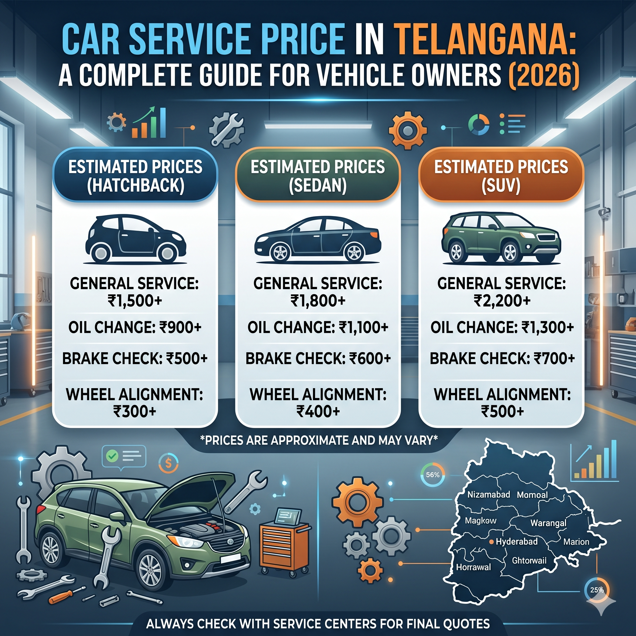 Car Service Price in Telangana: A Complete Guide for Vehicle Owners (2026)
