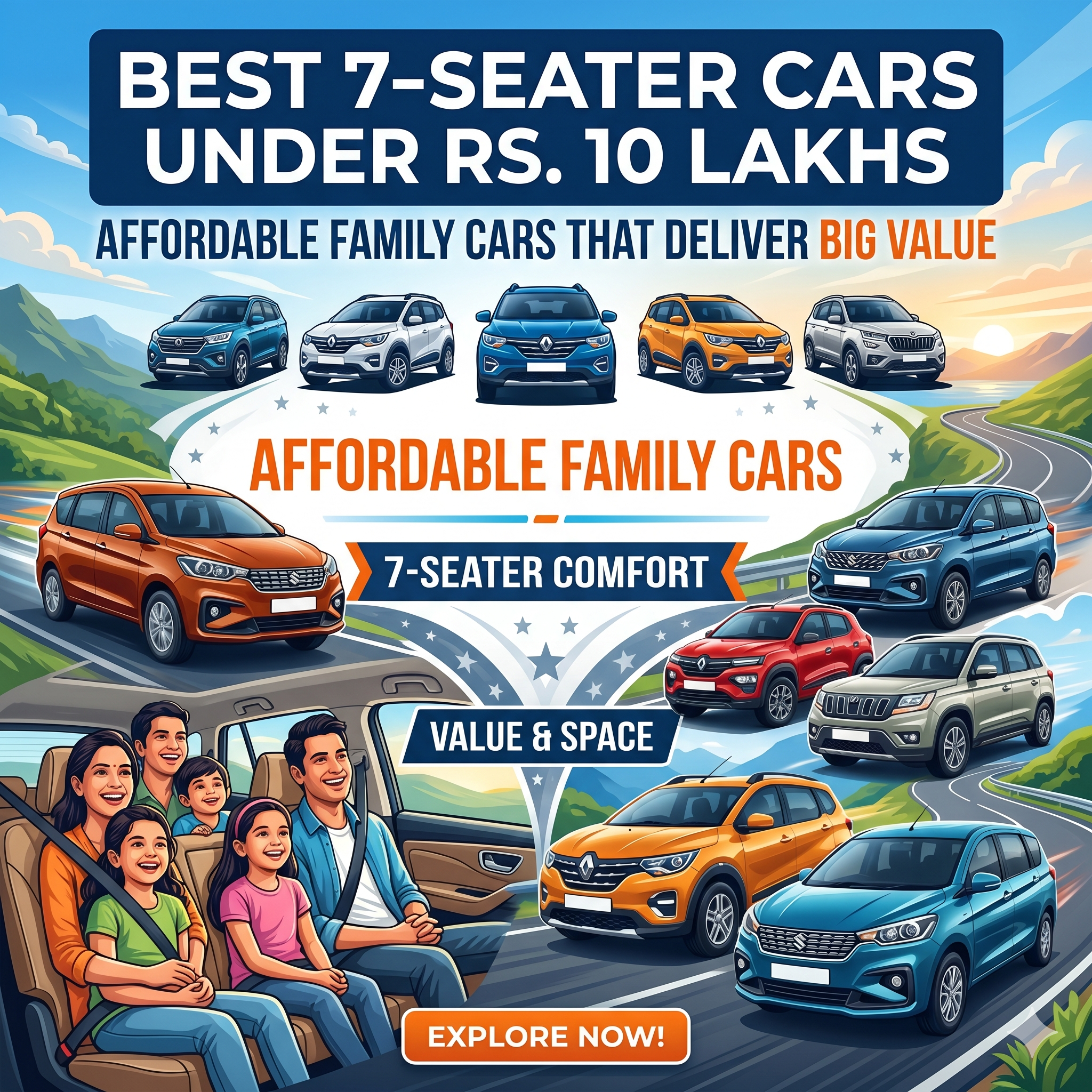10 Best 7-Seater Cars Under Rs. 10 Lakhs in India – Affordable Family Cars That Deliver Big Value