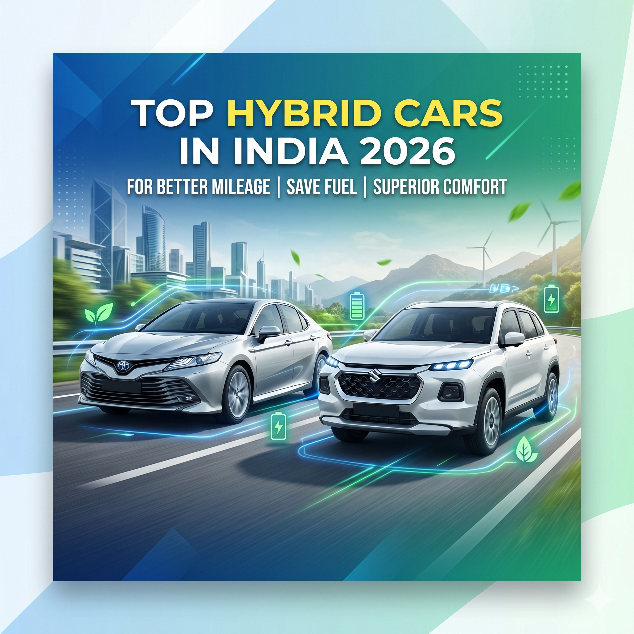 Top 10 Hybrid Cars in India for Better Mileage in 2026 – Save Fuel Without Compromising Comfort