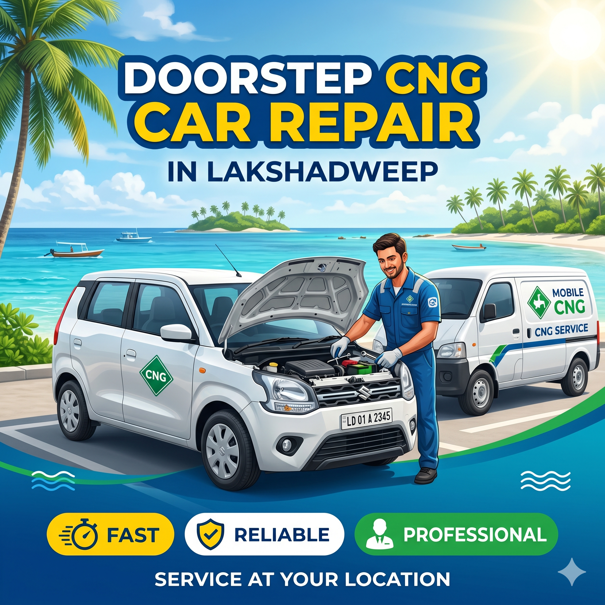 Doorstep CNG Car Repair in Lakshadweep: Fast, Reliable & Professional CNG Car Service at Your Location