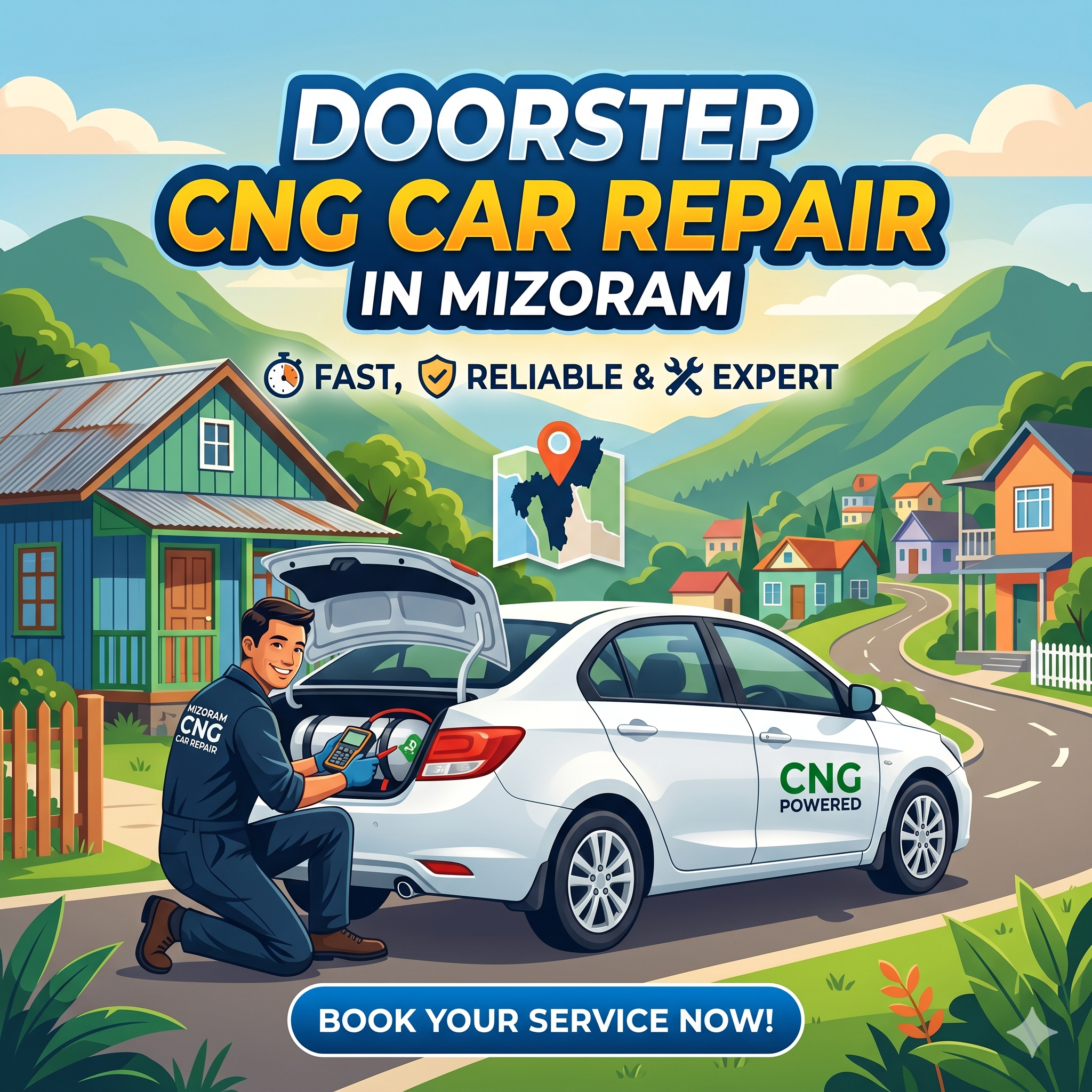 Doorstep CNG Car Repair in Mizoram: Fast, Reliable & Expert CNG Car Service at Your Home