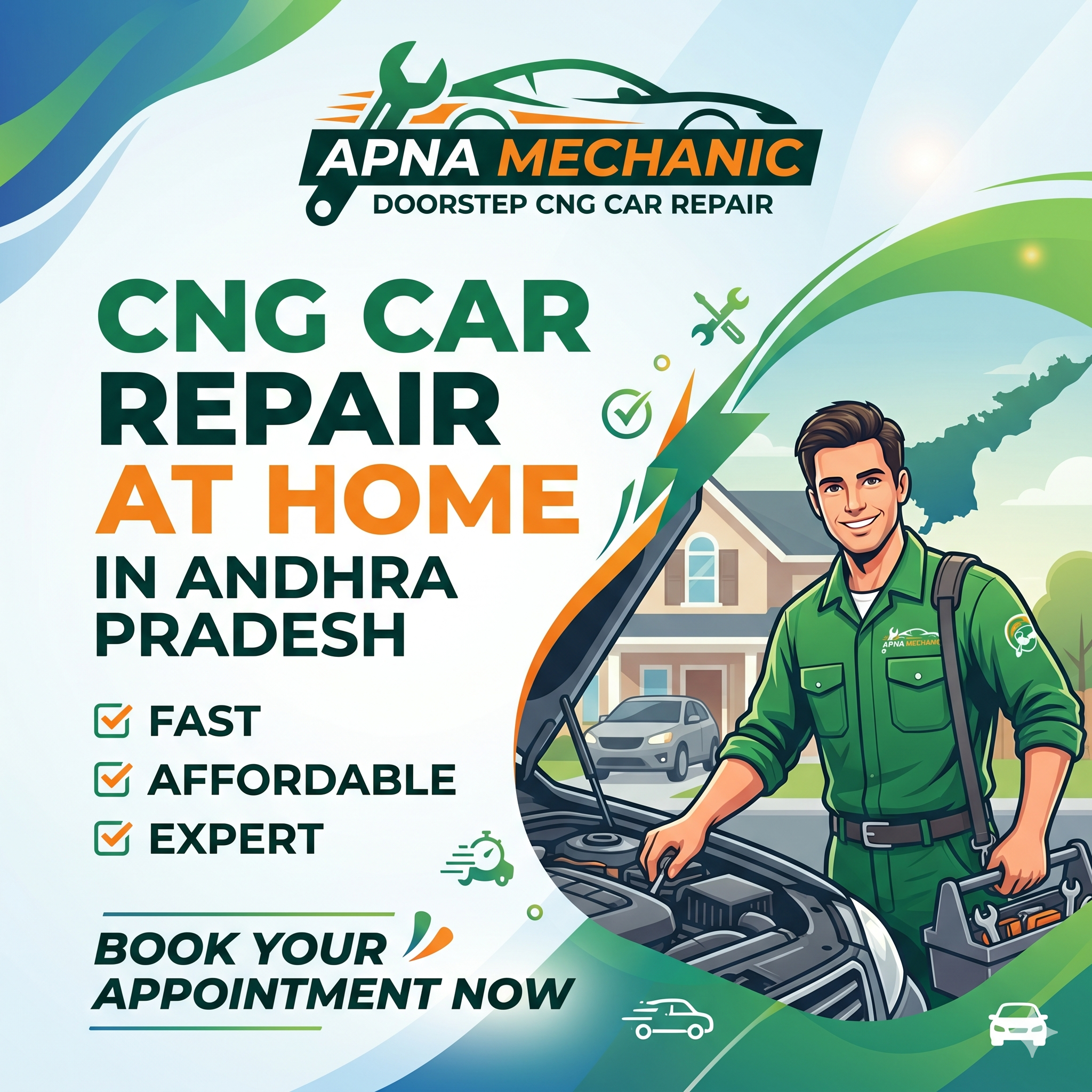 CNG Car Repair at Home in Andhra Pradesh: Fast, Affordable & Expert Doorstep Service by Apna Mechanic