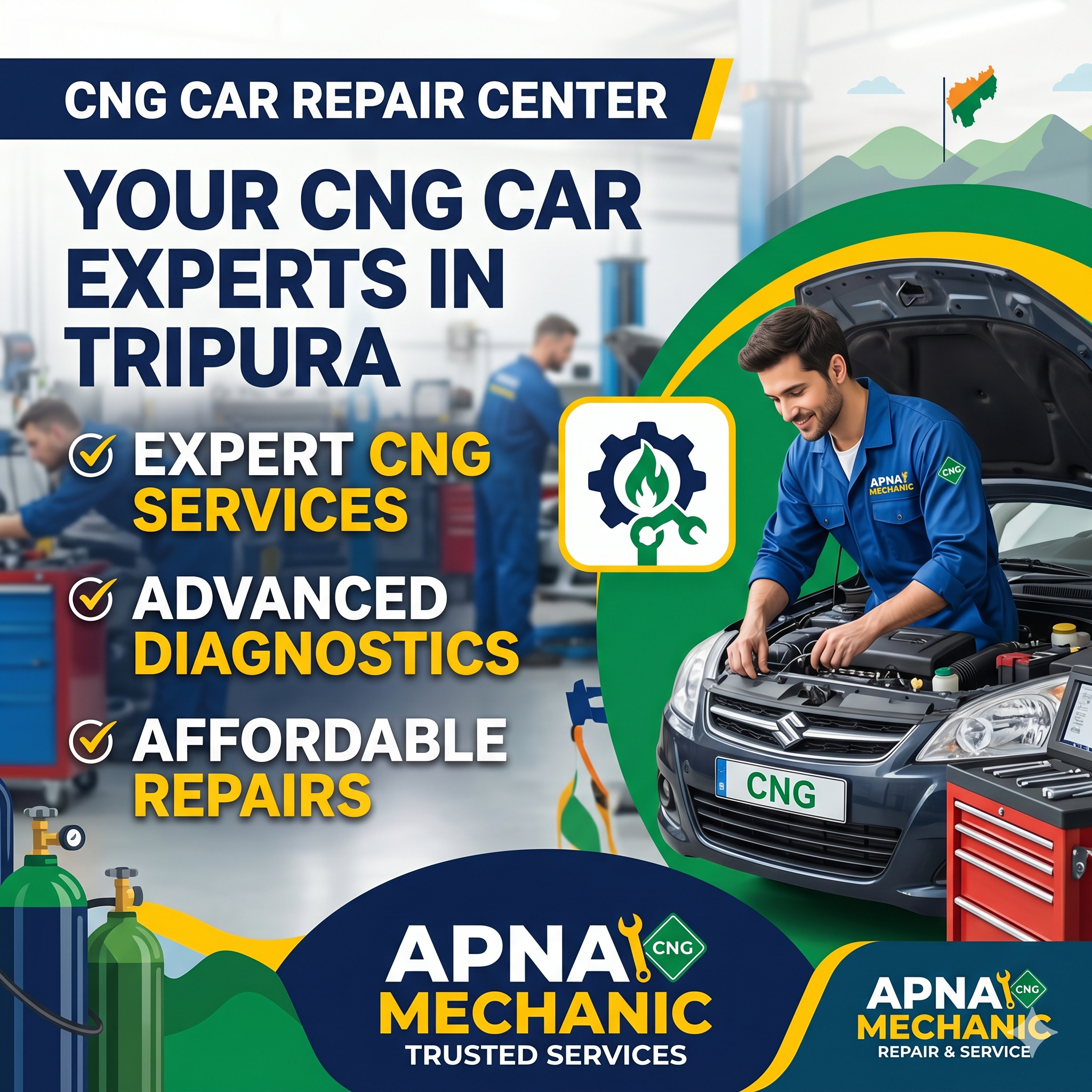 CNG Car Repair Center in Tripura – Expert CNG Car Service, Diagnostics & Affordable Repairs by Apna Mechanic