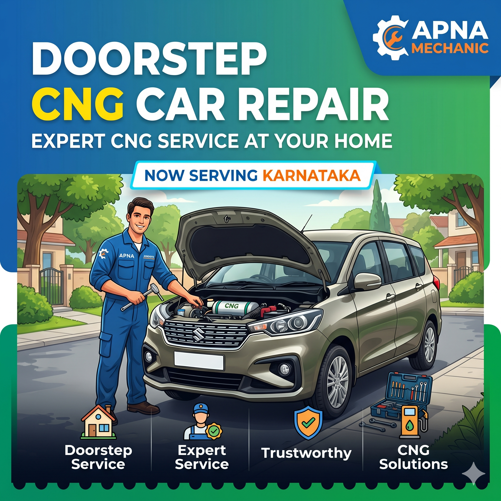 Doorstep CNG Car Repair in Karnataka – Expert CNG Service at Your Home with Apna Mechanic