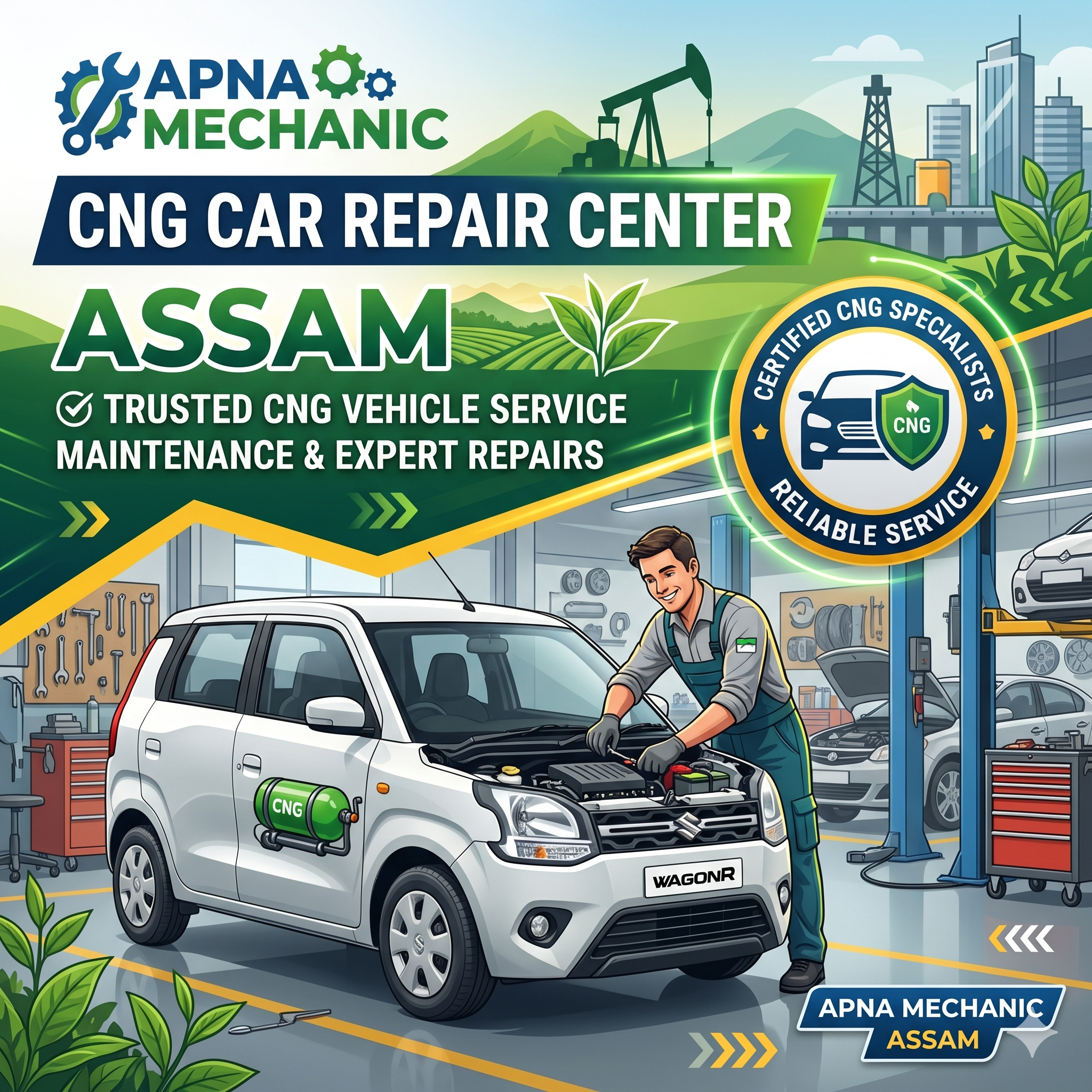 CNG Car Repair Center in Assam: Trusted CNG Vehicle Service, Maintenance & Expert Repairs by Apna Mechanic