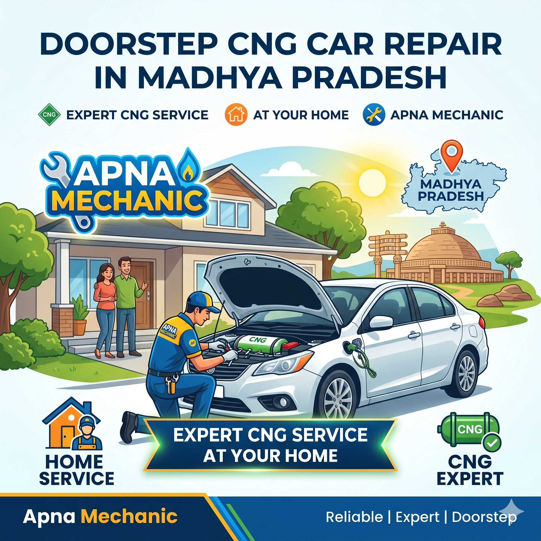 Doorstep CNG Car Repair in Madhya Pradesh: Expert CNG Service at Your Home with Apna Mechanic