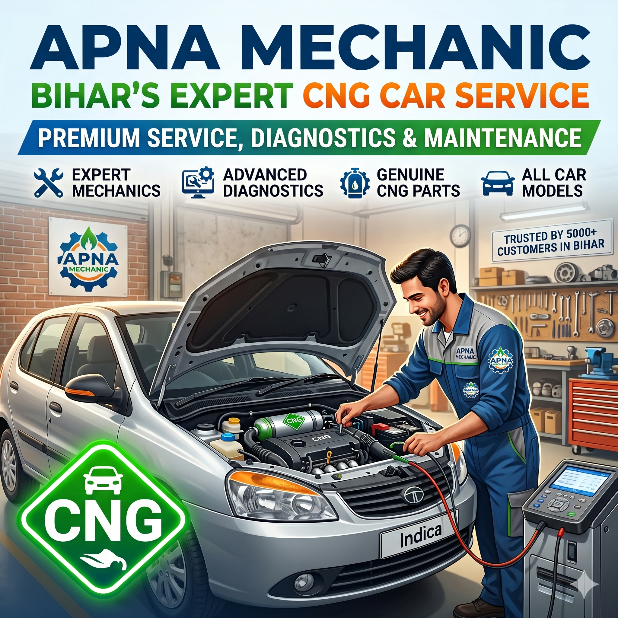 CNG Car Repair Center in Bihar – Expert CNG Car Service, Diagnostics & Maintenance by Apna Mechanic