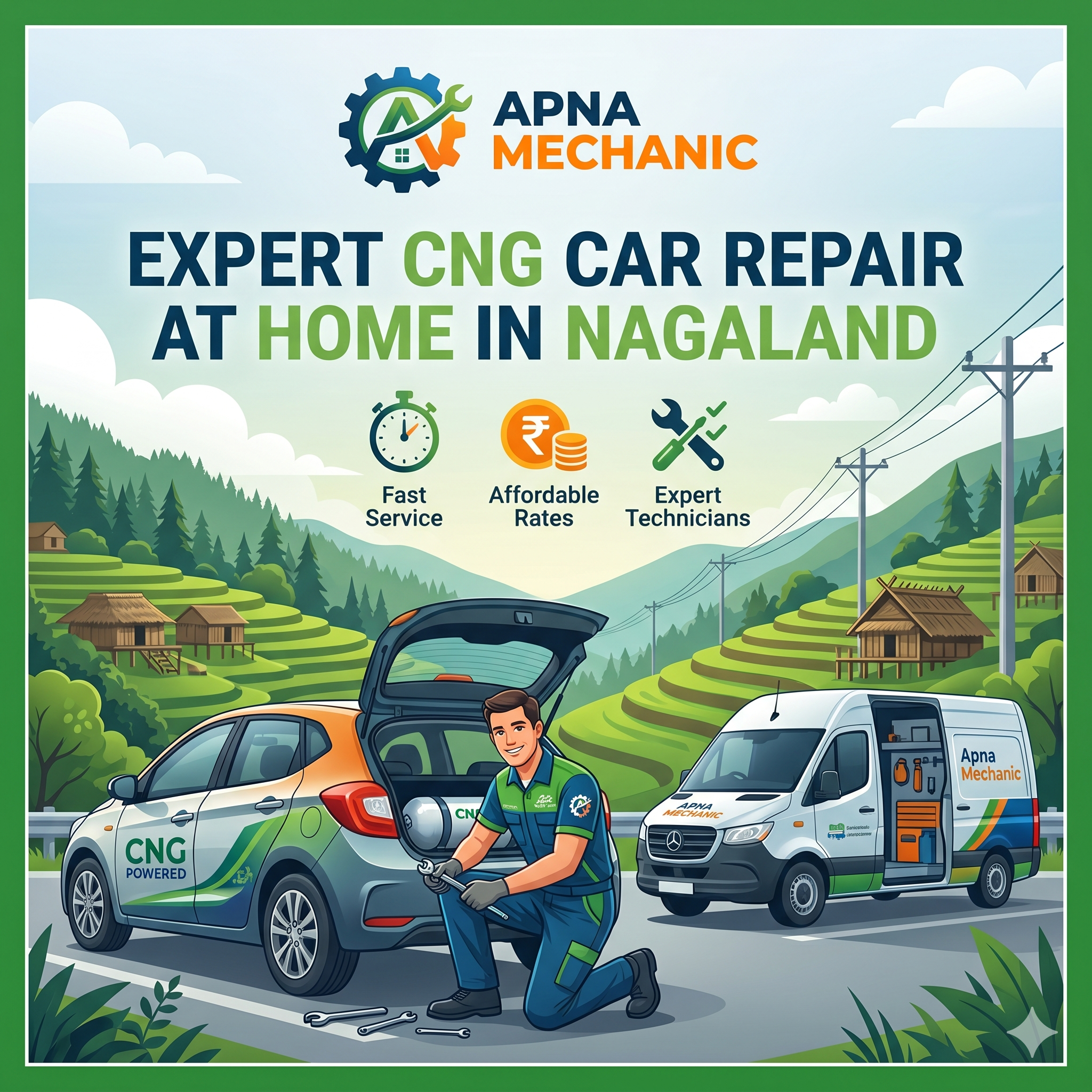 CNG Car Repair at Home in Nagaland – Fast, Affordable & Expert CNG Car Service by Apna Mechanic