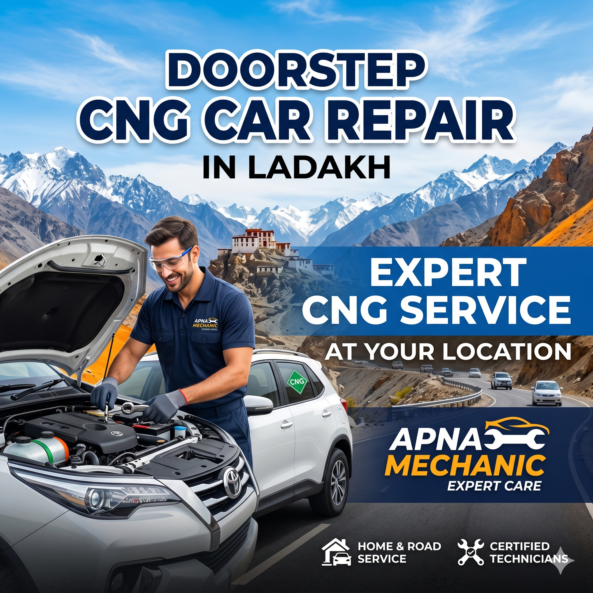 Doorstep CNG Car Repair in Ladakh: Expert CNG Service at Your Location by Apna Mechanic