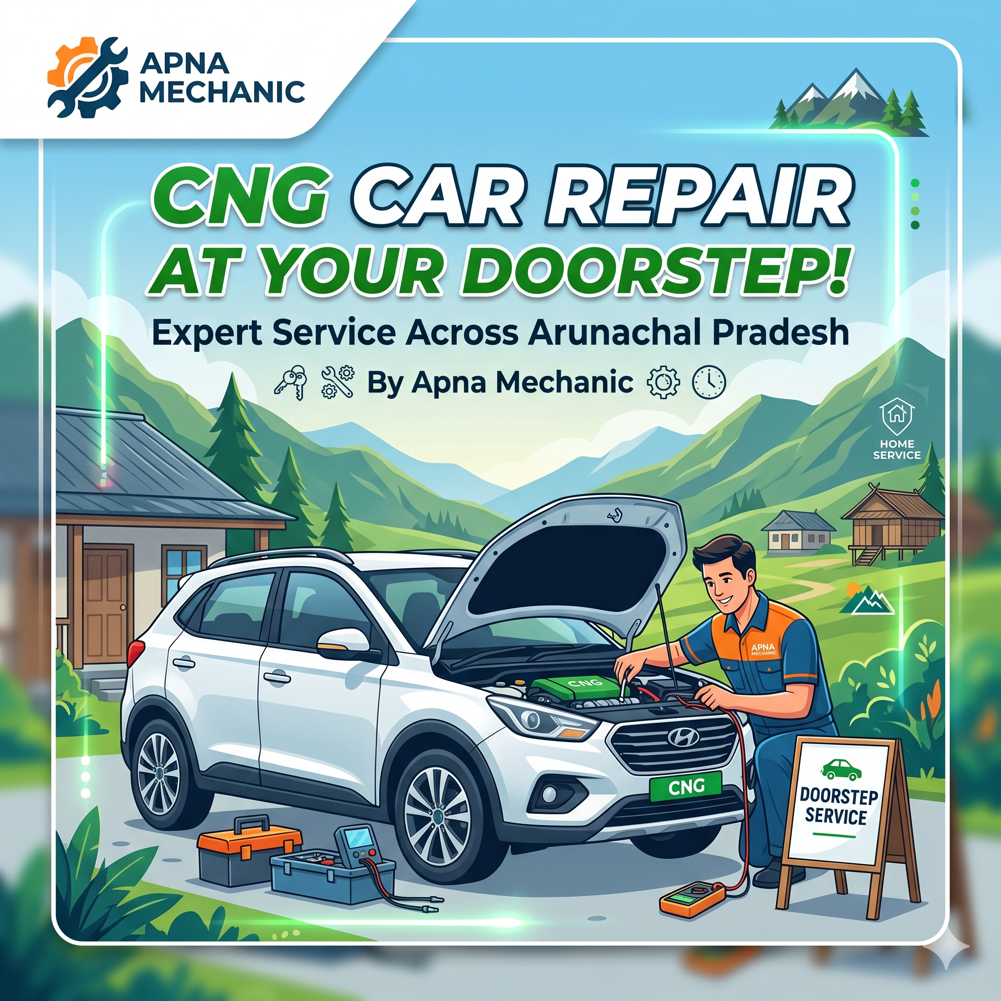 CNG Car Repair at Home in Arunachal Pradesh – Expert Doorstep CNG Car Service by Apna Mechanic