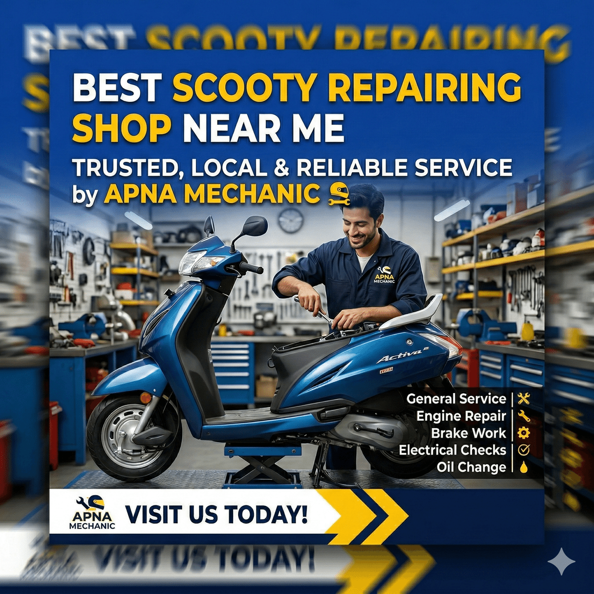 Best Scooty Repairing Shop Near Me – Trusted, Local &#038; Reliable Service by Apna Mechanic