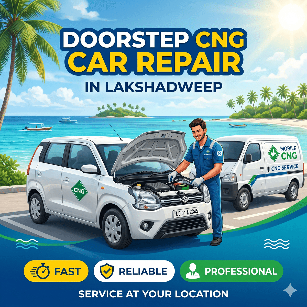 Doorstep CNG Car Repair in Lakshadweep: Fast, Reliable &#038; Professional CNG Car Service at Your Location