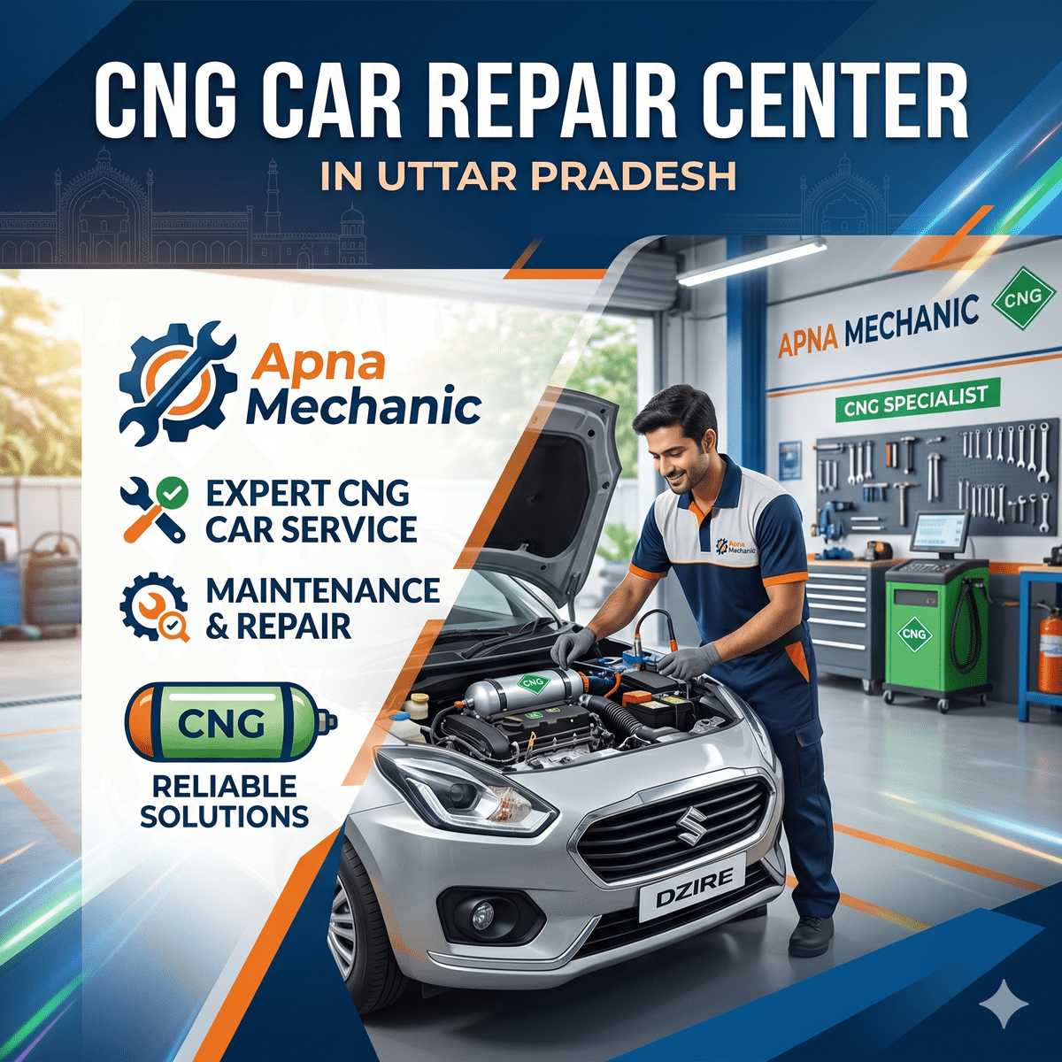 CNG Car Repair Center in Uttar Pradesh: Expert CNG Car Service, Maintenance &#038; Repair by Apna Mechanic