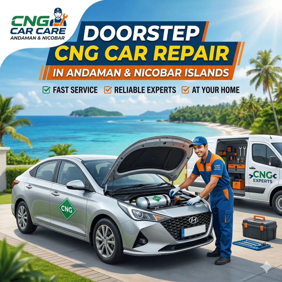 Doorstep CNG Car Repair in Andaman and Nicobar Islands – Fast, Reliable &#038; Expert CNG Car Service at Your Home