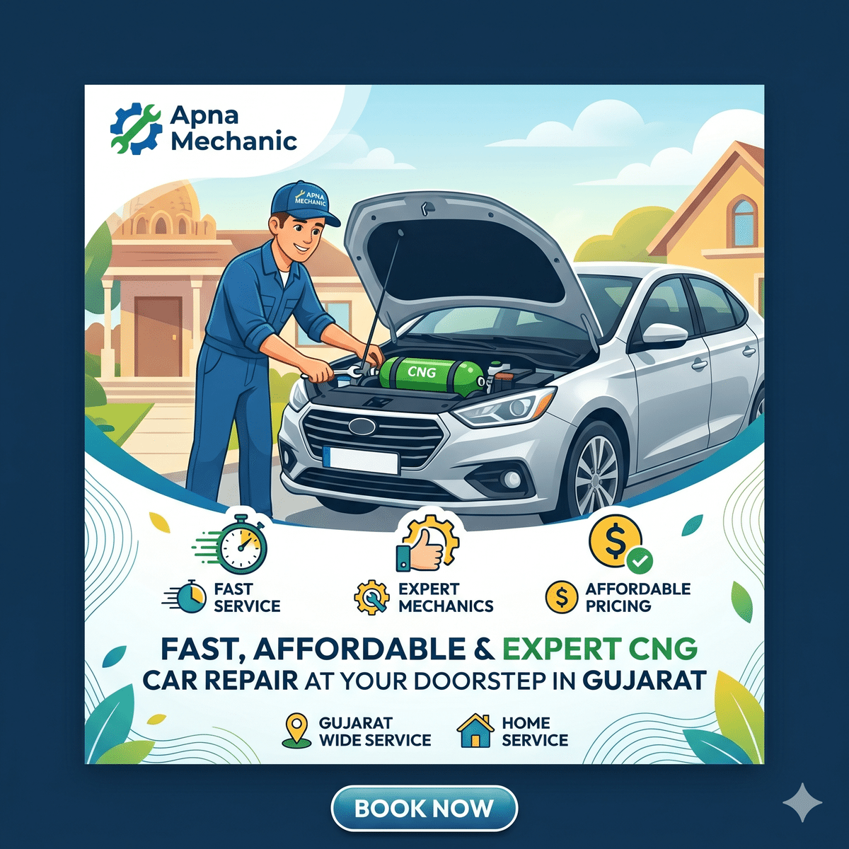 CNG Car Repair at Home in Gujarat: Fast, Affordable &#038; Expert Doorstep CNG Car Service by Apna Mechanic