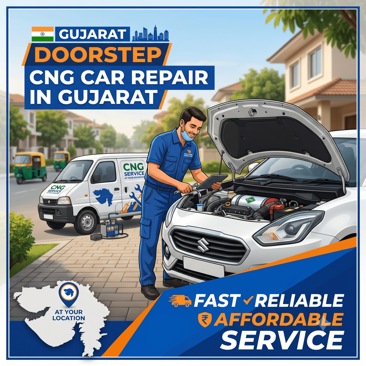 Doorstep CNG Car Repair in Gujarat: Fast, Reliable &#038; Affordable Service at Your Location